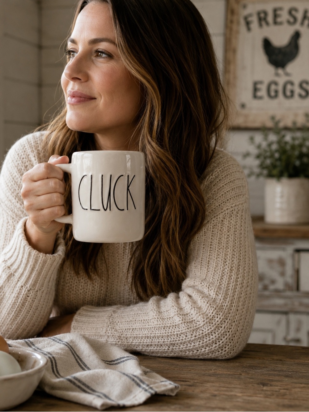 Rae Dunn CLUCK Coffee Mug White Ceramic Cup Farmhouse Decor Artisan Collection - Picture 3 of 9